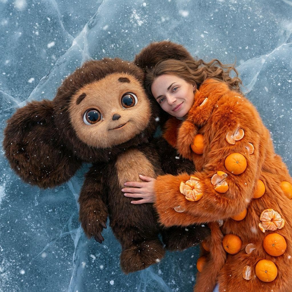 Фото с Чебурашкой на льду