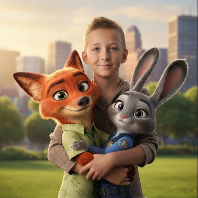 Ребёнок с героями Зверополиса!